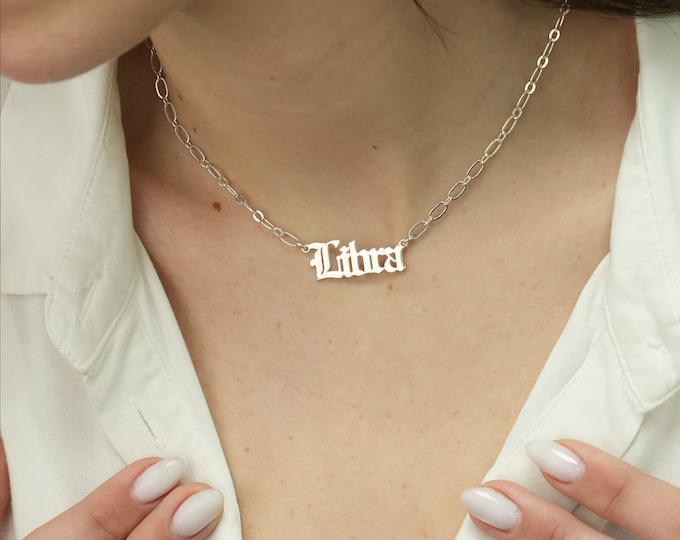 Personalized Libra Necklace, Libra Zodiac Necklace, Libra Zodiac Jewelry, Libra Gift For Woman, Libra Pendant Necklace, Libra Star Sign Gift
