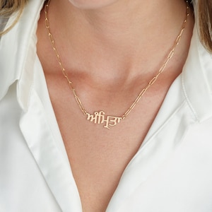 Paperclip Punjabi Name Necklace, Paper Clip Punjabi Name Pendant, Link Chain Punjabi Nameplate Necklace, Gurmukhi Name Necklace In Punjabi