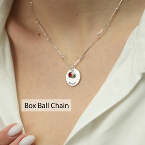 Personalized Thai Name Necklace, Lao Name Necklace With Birthstone, Thailand Name Necklace, Disc Name Necklace, Gift For Her, Thai Font