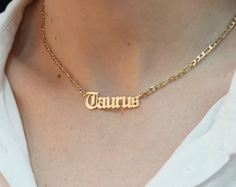 Personalized Taurus Necklace, Taurus Zodiac Necklace, Taurus Zodiac Jewelry, Taurus Gift For Woman, Taurus Pendant Necklace, Taurus Girl