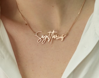 Collier zodiaque personnalisé Sagittaire, pendentif plaqué or, bijoux astrologie personnalisés