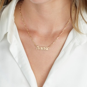 Paperclip Cyrillic Font Name Necklace, Cyrillic Font Name Necklace With Link Chain, Paper Clip Cyrillic Font Name,Personalized Cyrillic Font