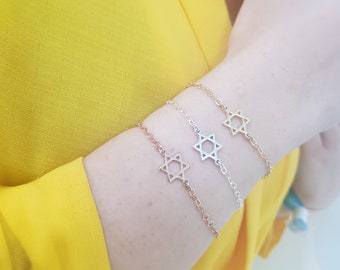 Magen David Armband, benutzerdefinierte Davidstern Armband, personalisierte Davidstern Schmuck, Fledermaus Mitzvah Geschenke für Mädchen, jüdische Schmuck Geschenk