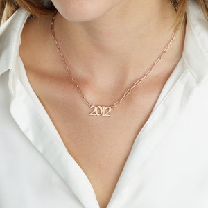 Paperclip Year Necklace, Birth Year Paper Clip Necklace, Link Chain Number Necklace, Date Necklace, Birth Date Necklace, Anniversary Gift