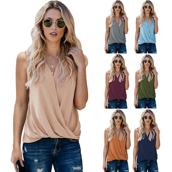 Haute Edition Women's Casual Wrap Loose Fit Blouse Tank - Etsy