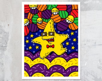 Superstar, Art Print, Prints, Popart, Original Art, Wall Art, Contemporary Art, Wall Decor, Home Decor, Collectible Art
