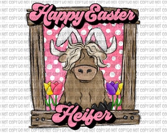 Happy Easter Heifer PNG Digital Download