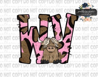 WV West Virginia Valentine’s Day Heifer PNG Digital Download