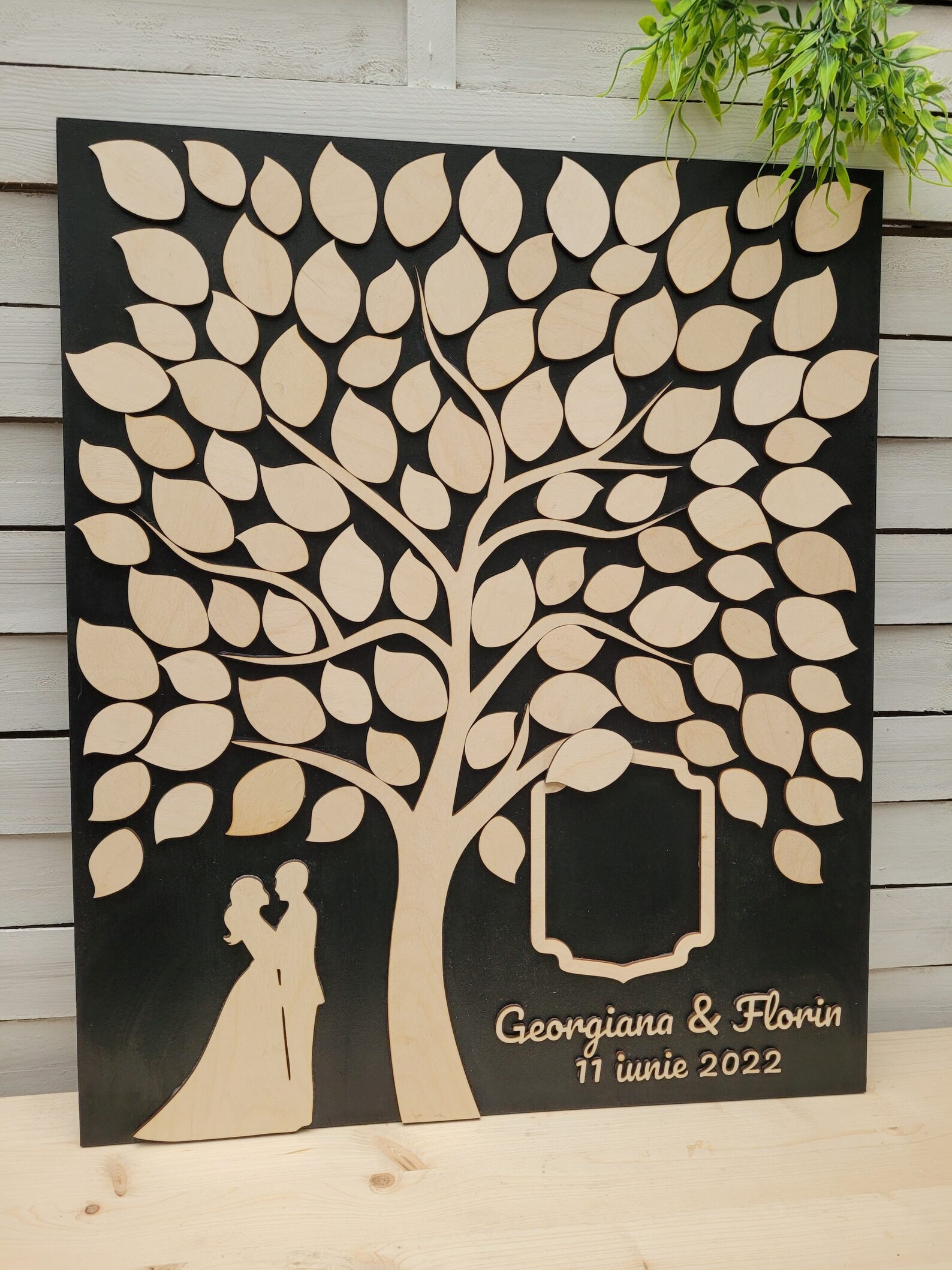 3D Wedding Guest Book Svg Tree Wood Guestbook Leaves Guest Etsy