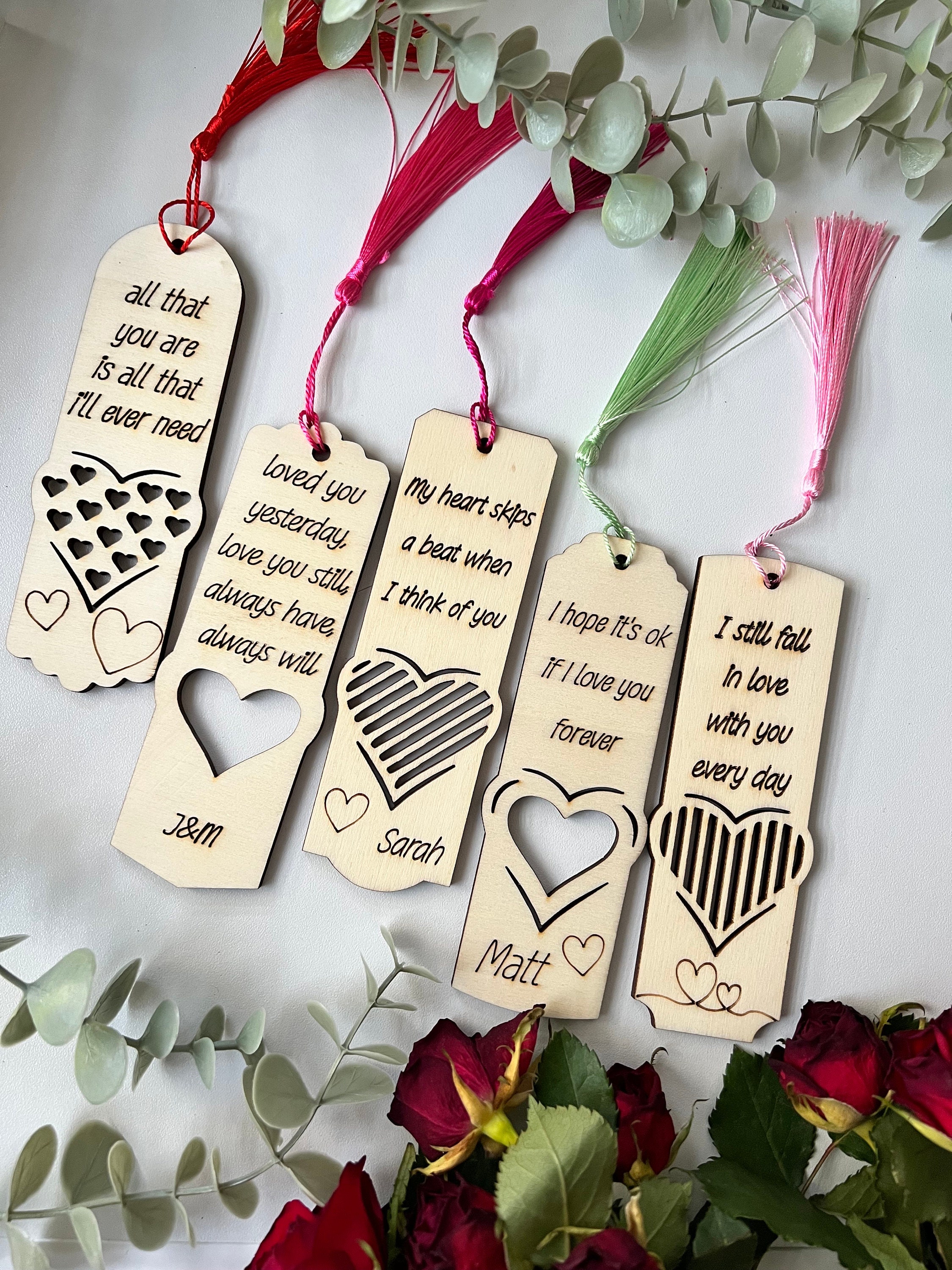 Love Messages Bookmarks Design Bundle: Laser Cut Valentines (digital ...