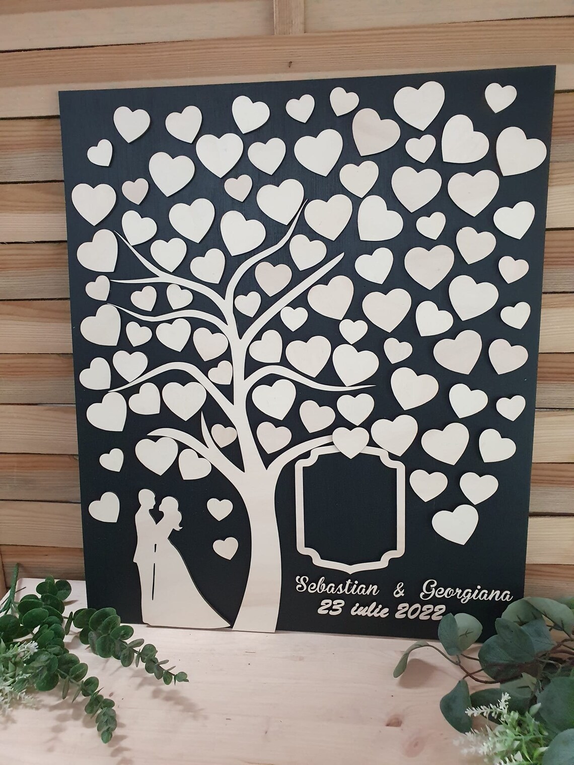 3D Wedding Guest Book Svg Tree Wood Guestbook Leaves Guest Etsy
