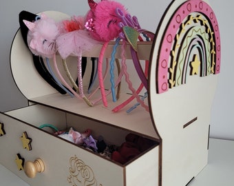 Organizador de arcos para diadema para niñas - Archivo SVG - Sala de niños con corte láser para decoración del hogar - Archivo digital