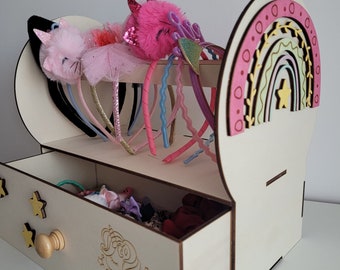 File SVG per l'organizzatore di fiocchi per cerchietti: decorazione per la cameretta dei bambini tagliata al laser (file digitale)