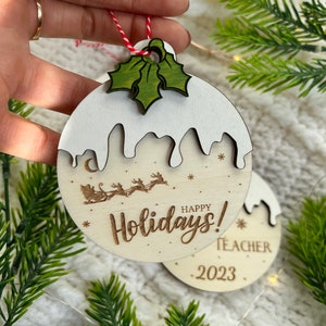 Christmas Ornament SVG DXF Laser cut file for Glowforge Ball with snow digital file