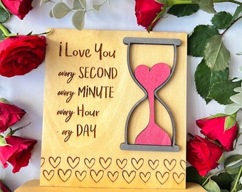 Regalo a forma di clessidra di San Valentino, ti amo regalo, file Lasercut Glowforge SVG Download digitale modificabile, regalo di nozze Regalo di anniversario, Clessidra