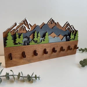 Portachiavi Layered Mountains SVG, portachiavi Laser DXF, portachiavi da parete File digitale, file DIGITALE tagliato al laser Download immediato Decorazione per la casa