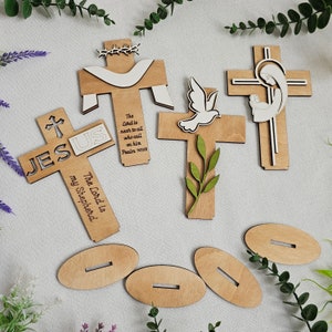 Christian Jesus Santa Maria Cross file digitale a strati SVG DXF Scarica il pacchetto istantaneo religioso taglio laser Glowforge
