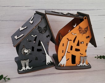 Heks Halloween-huis SVG: lasergesneden lantaarnlicht (digitale download)