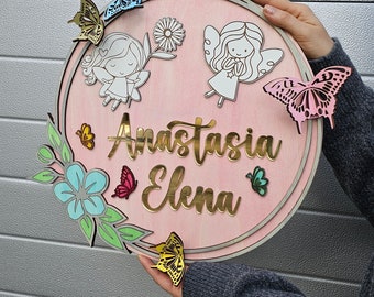 3D butterflies fairy girl room sign, decor butterfly wood svg glowforge digital project svg, DIGITAL FILE, Instant download, girls room sign