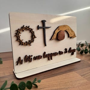 A viel kann passieren in 3 Tagen, Ostern religiöse Szene, Ostern auferstanden, christlicher Jesus, überlagerte digitale Datei SVG DXF Download sofort Laser-Schnitt