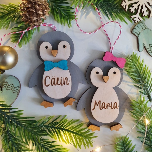 penguin christmas ornaments digital file laser wooden svg xmas