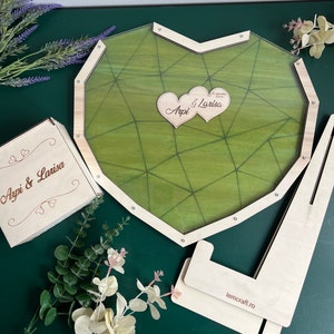 cuore a forma di esagono matrimonio dropbox guestbook, dropbox wooding, ricordi, file digitale in formato svg, progetto laser, dropbox battesimo, baby shower immagine 2