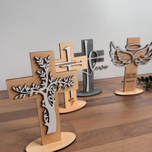 Pacchetto di 5 croci di Gesù, ali d'angelo a strati File digitale SVG DXF Download immediato, taglio laser religioso pasquale Glowforge