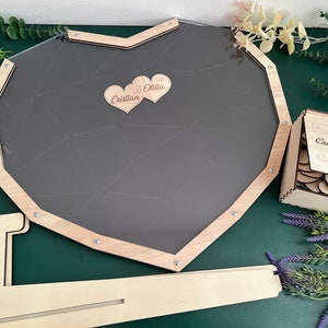 cuore a forma di esagono matrimonio dropbox guestbook, dropbox wooding, ricordi, file digitale in formato svg, progetto laser, dropbox battesimo, baby shower immagine 5