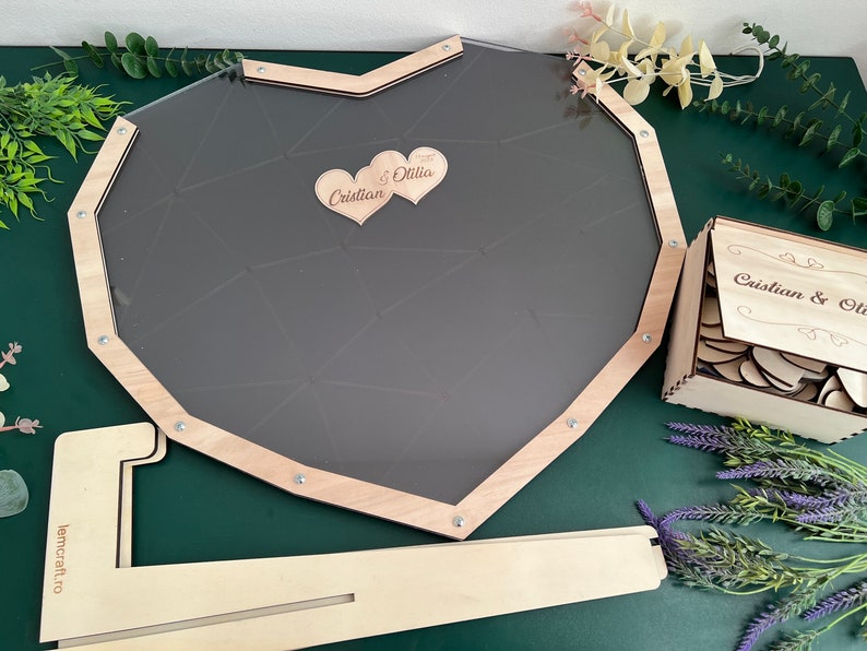 cuore a forma di esagono matrimonio dropbox guestbook, dropbox wooding, ricordi, file digitale in formato svg, progetto laser, dropbox battesimo, baby shower immagine 5