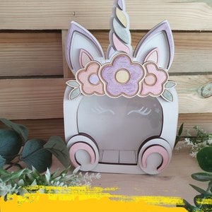 unicorn wood money piggy bank kids girl svg dxf project lasercut