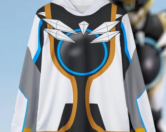 Sudadera con capucha Gozyuger Polar White Ranger (estampado completo) Super Sentai personalizada Ligera, transpirable, para entrenar, jersey, fitness, retro
