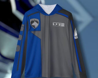 SPD Blue Lightweight, Breathable, workout, pull over, fitness Hoodie (Full Print) Super Sentai  Custom