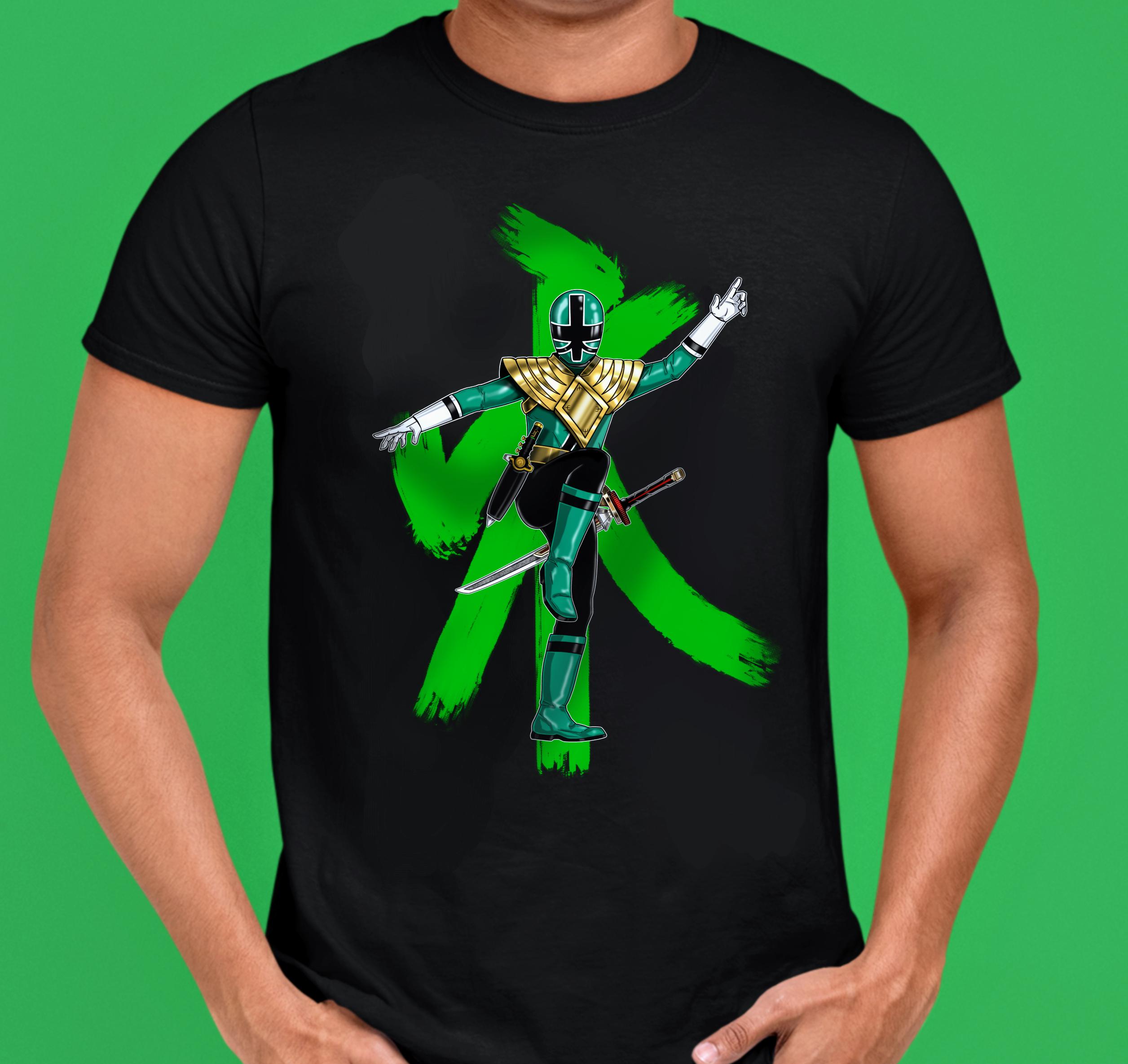 Green Samurai Dragon Ranger Super Sentai T Shirt Custom Graphic