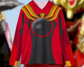 Gozyuger rode hoodie (volledige print) Super Sentai custom lichtgewicht, ademend, training, pullover, fitness, retro