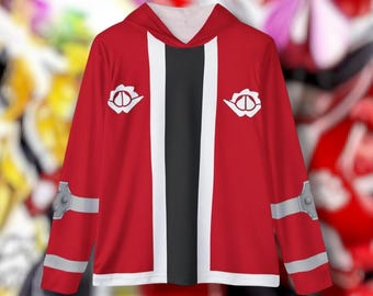 Don Brothers Roter Hoodie (Volldruck) Super Sentai Benutzerdefinierte Leicht, Atmungsaktiv, Workout, Überzug, Fitness, Retro