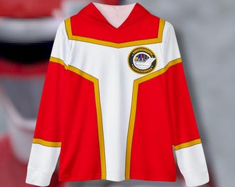 Turboranger rode hoodie (volledige print) Super Sentai custom lichtgewicht, ademend, training, pullover, fitness, retro