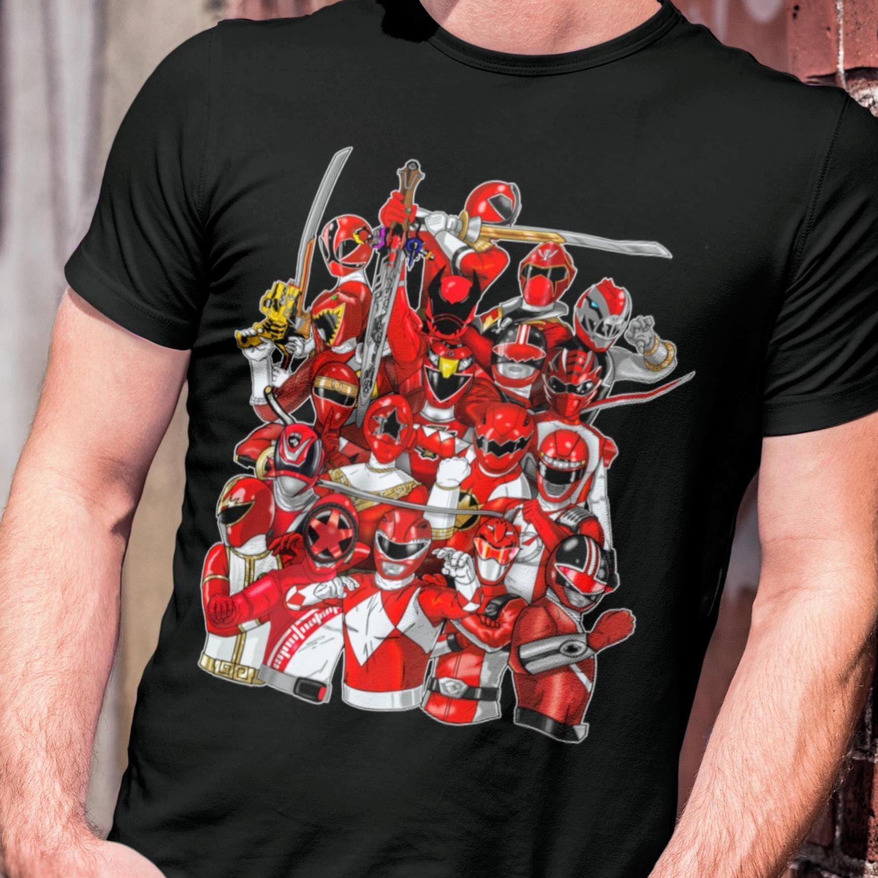 Sentai Front and Back Tee Super Sentai Red Ranger T Shirt Custom