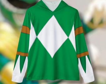 Zyuranger Green Lightweight, Breathable, workout, pull over, fitness Hoodie (Full Print)