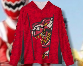 Abaranger Bakuryuu Red Ranger Lightweight, Breathable, workout, pull over, fitness Hoodie (Full Print) Super Sentai Custom Cosplay
