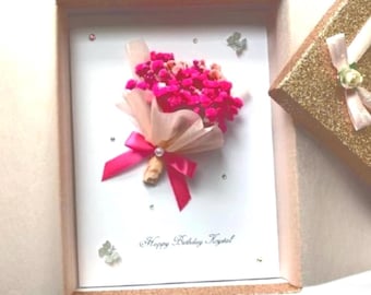 Personalized Dried Flower Card | Handcrafted Floral Greeting | Custom Name & Message  C008