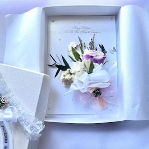 Carte d'anniversaire personnalisée de luxe faite main, carte d'anniversaire 3D fleurs séchées, carte bouquet de fleurs, carte d'anniversaire pour maman, femme, soeur C635