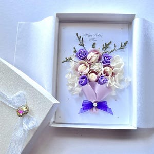 Luxus personalisierte Karte, handgemachte Trockenblumen-Karte, getrocknete Blumen-Geburtstagskarte, Geburtstagskarte, Blumenstrauß-Karte, Blumenkarte 3D C045