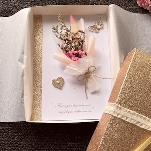 Carte d'anniversaire personnalisée de luxe faite main, carte de fleurs séchées 3D, carte d'anniversaire bouquet de fleurs C100