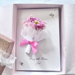 Luxus personalisierte handgemachte Getrocknete Blumen Geburtstagskarte mit Box für Mama, Frau, Schwester, Tochter, Geburtstagsgeschenk C713