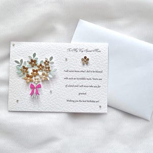 Luxe gepersonaliseerde handgemaakte verjaardagskaart voor moeder, vrouw, zus, dochter, verjaardagscadeau C643
