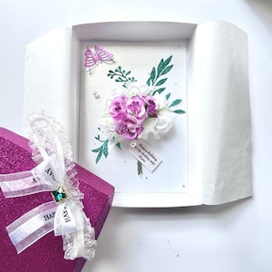 Carte d'anniversaire personnalisée de luxe faite main, carte d'anniversaire 3D faite main avec bouquet de fleurs pour maman, femme, petite amie, soeur C101