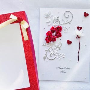 Carte d'anniversaire personnalisée de luxe faite main, carte de fleurs faite main, cadeau d'anniversaire C510