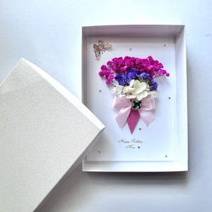 Handgefertigte personalisierte Geburtstagskarte, 3D-Trockenblumen-Geburtstagskarte, Blumenstrauß-Karte für Mutter, Frau, Schwester, Tochter C633
