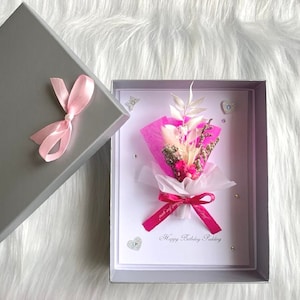 Luxury Handmade Personalised Birthday Card, 3D Dried Flower Birthday Card, Flower Bouquet Card  C063