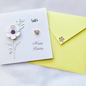 Handgemachte personalisierte Geburtstagskarte für Mama, Frau, Tochter, Freundin, Oma, 3D Blumen Geburtstagskarte, Geburtstagsgeschenk C080